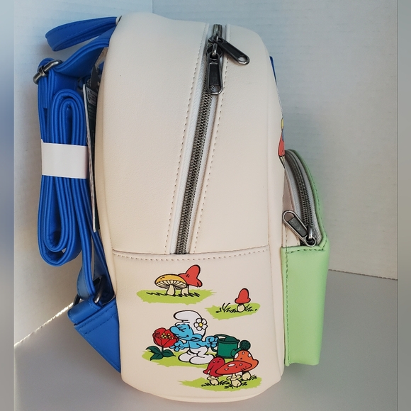 The Smurfs Mini Backpack Mushrooms, Papa Smurf,Brainy,  Smurfette Blue NWT*READ* - Picture 8 of 15
